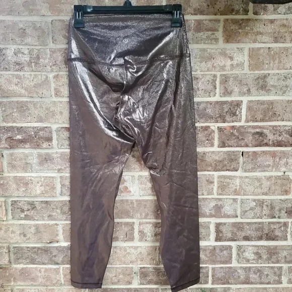Lululemon Align High Rise Pant 25" Shine Radiate Foil Print French Press size 8 - Picture 5 of 7